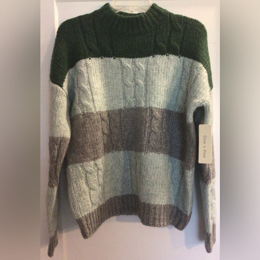 NWT Doe & Rae Green Gray Sweater size small